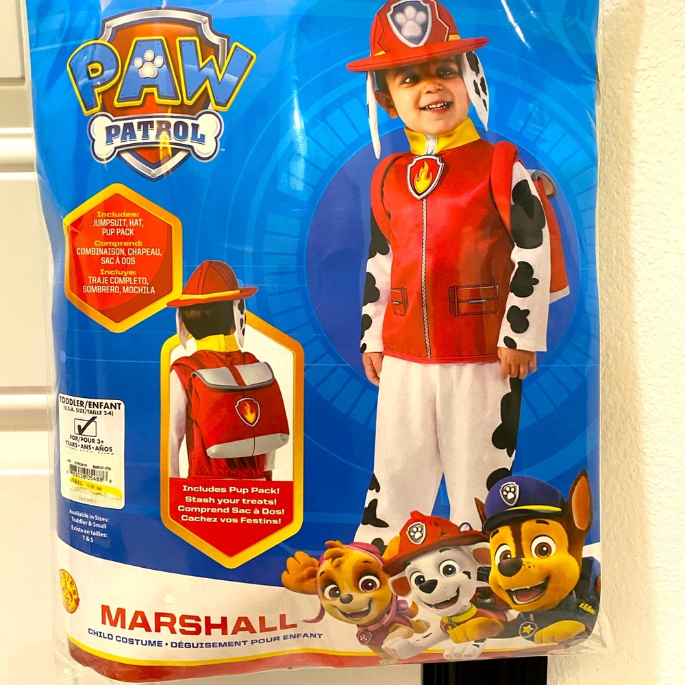 🆕Rubies Nickelodeon Paw Patrol Marshall Toddler 3 Piece Costume - 2T-4T